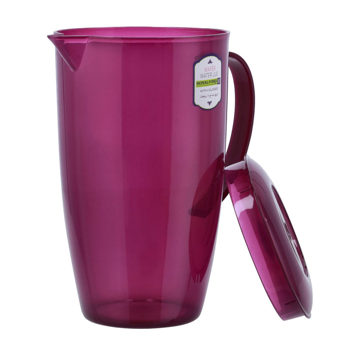 Wafer Water Jug with 4 Glasses - Multi - Purpose Colourful Jug with Lid 2L - Souk Al RasDrinkware