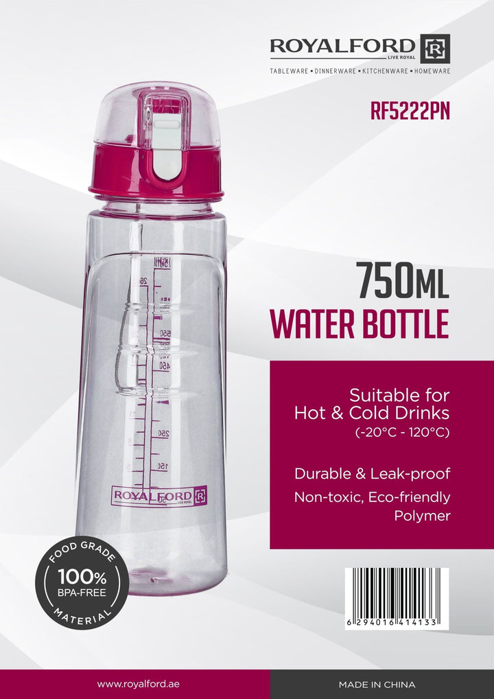 Water Bottle - Reusable Wide Mouth Bottle with Hanging Clip 750ml - Souk Al RasDrinkware