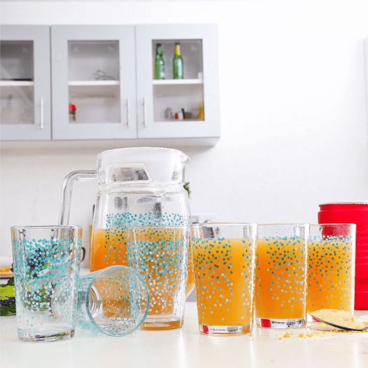 Water Jug with 4 Glass Tumblers 1.3L - Souk Al RasDrinkware