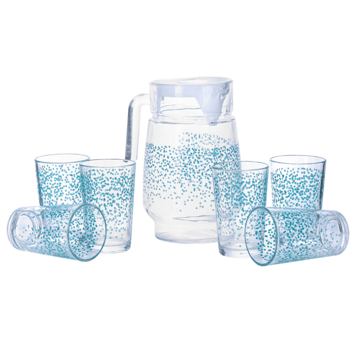 Water Jug with 4 Glass Tumblers 1.3L - Souk Al RasDrinkware