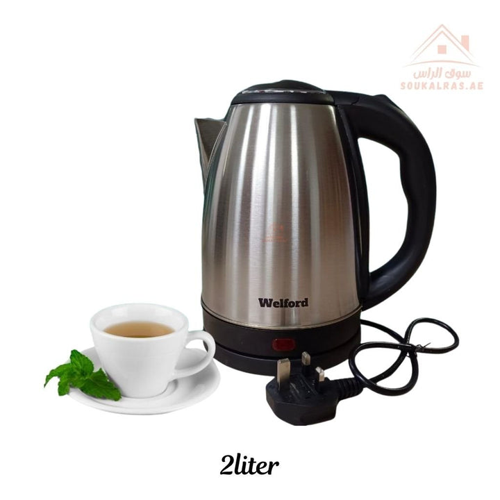 Welford Electric Kettle 2L | Cordless Design | 360° Swivel Base | Rapid Boiling | Food Grade Stainless Steel Body | Safe & Durable - Souk Al Ras
