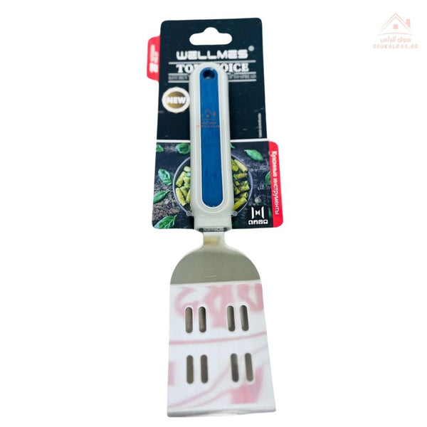 WELLMES Slotted Turner Spoon Stainless Steel | Comfortable Grip Handle | Ideal for flipping and serving - Souk Al Ras