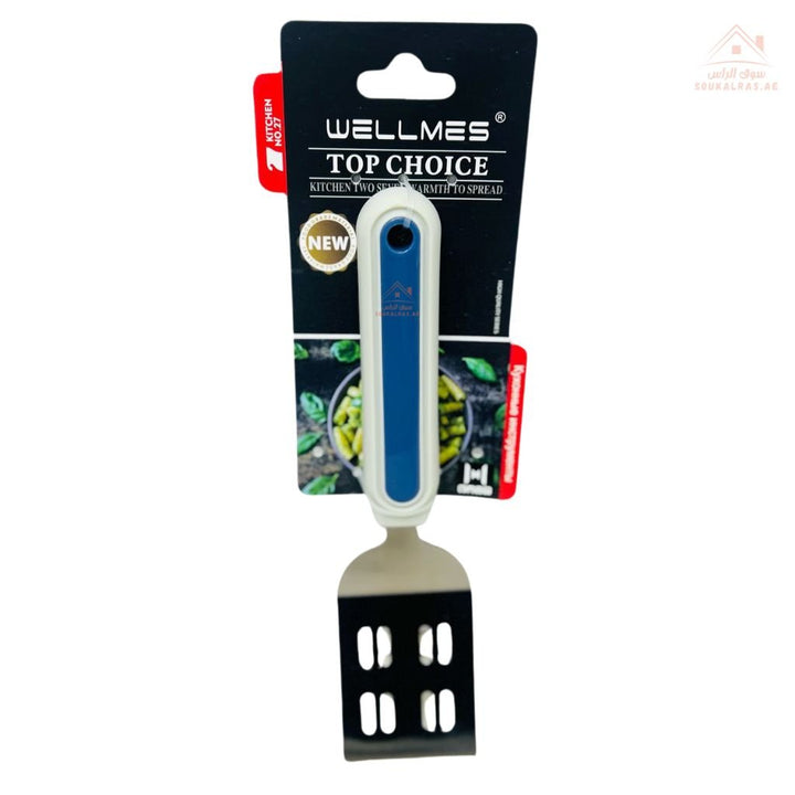 WELLMES Slotted Turner Spoon Stainless Steel | Comfortable Grip Handle | Ideal for flipping and serving - Souk Al Ras