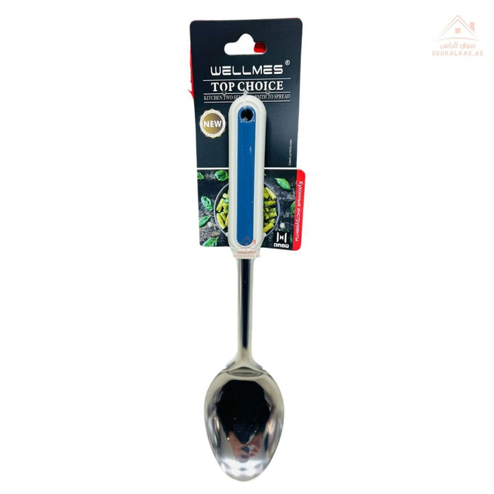 Wellmes Stainless Steel Cooking Spoon | ergonomic Handle | Perfect for stirring, mixing, and serving - Souk Al Ras