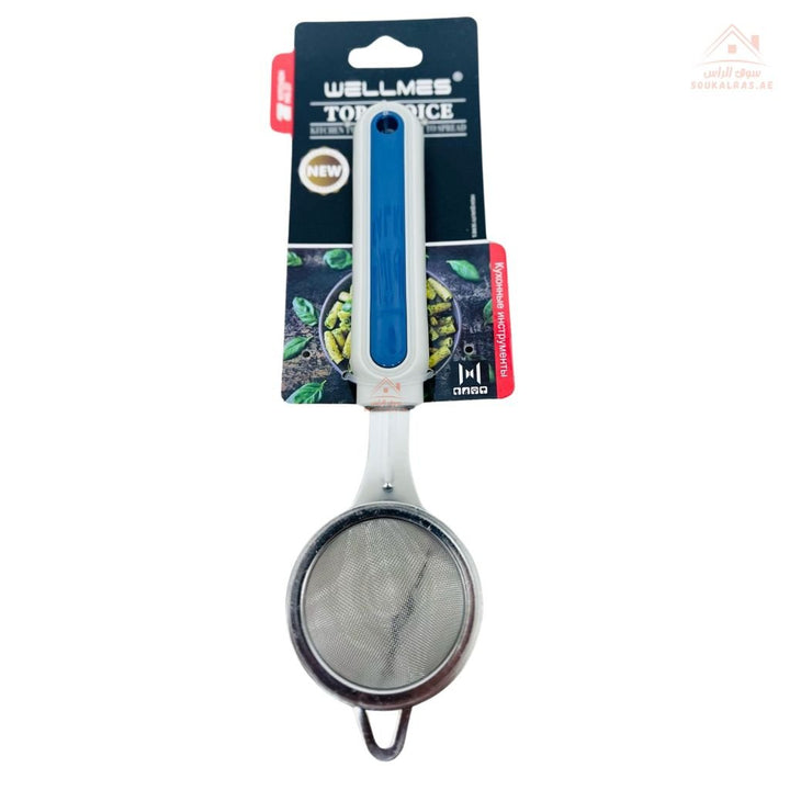 Wellmes Stainless Steel Fine Mesh Small Strainer Tea Sieve | ergonomic Handle | Ideal for tea, flour, sauces, and liquids. - Souk Al Ras
