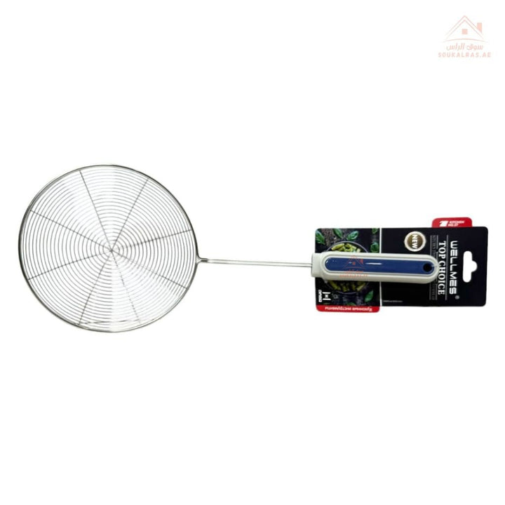 Wellmes Stainless Steel Skimmer Spoon | Heat - Resistant Plastic Handle | Frying & Draining Tool | High Quality - Souk Al Ras