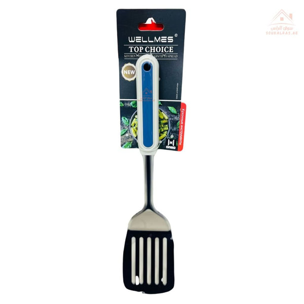 Wellmes Stainless Steel Slotted Turner | Heat - Resistant Handle | Ideal for flipping, stirring, and draining. - Souk Al Ras