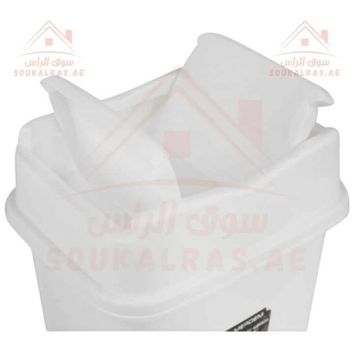 Whirl Plastic Dustbin | 50 Liter Capacity | Durable & Compact Waste Bin in White - Souk Al Ras