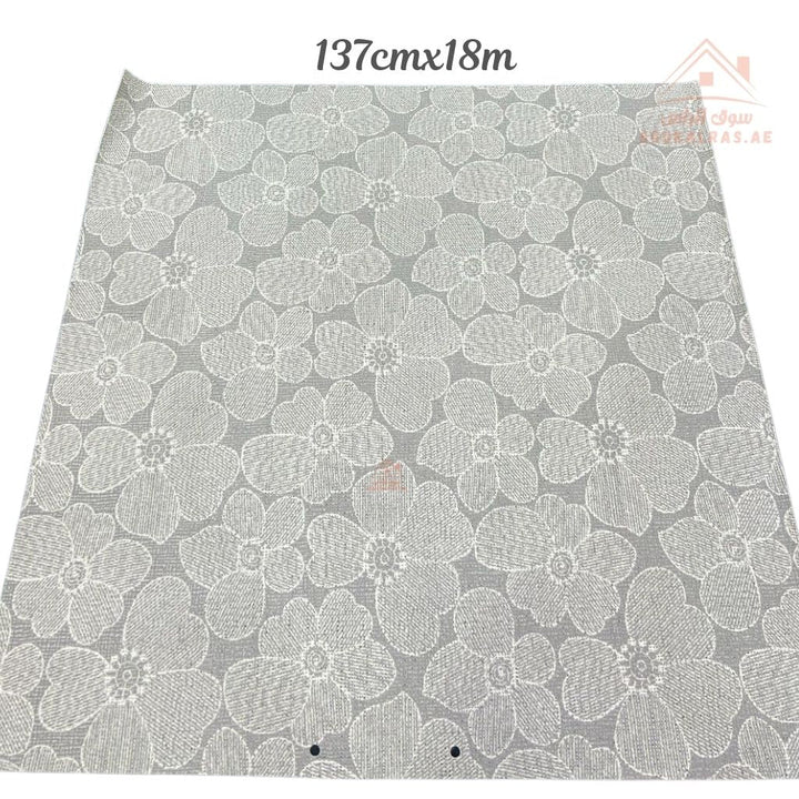White Floral PVC Table Cover Roll | 137 cm × 18 m | Elegant Pattern | Waterproof & Easy to Clean - Souk Al Ras