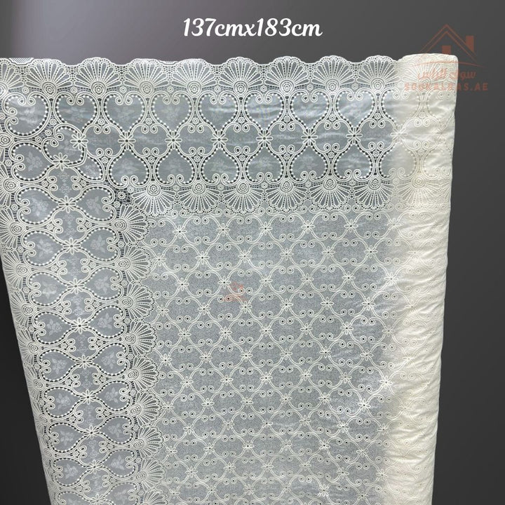 White Lace PVC Table Cover | 137 cm × 183 cm | Elegant Cut Design | Waterproof & Easy Clean - Souk Al Ras