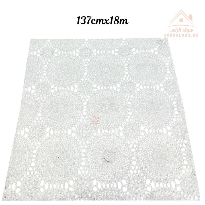 White Pearl PVC Table Cover Roll | 137 cm × 18 m | Elegant Lace Pattern | Waterproof & Easy to Clean | Guards tables from scratches and heat - Souk Al Ras