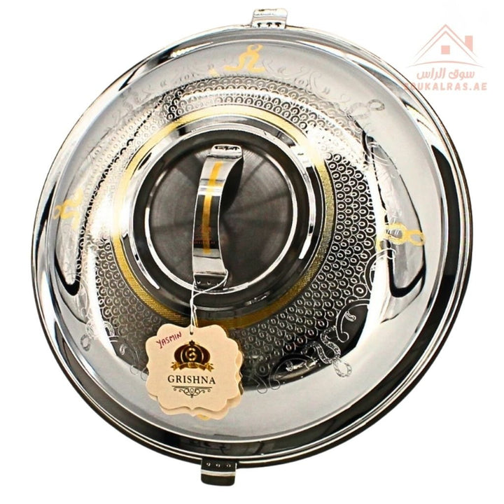 Yasmin Premium Stainless Steel Insulated Hot Pot | Keeps Food Hot & Fresh for Hours | Elegant Silver - Gold Finish| Ideal for family meals, buffets, and gatherings | Made in India - Souk Al Ras
