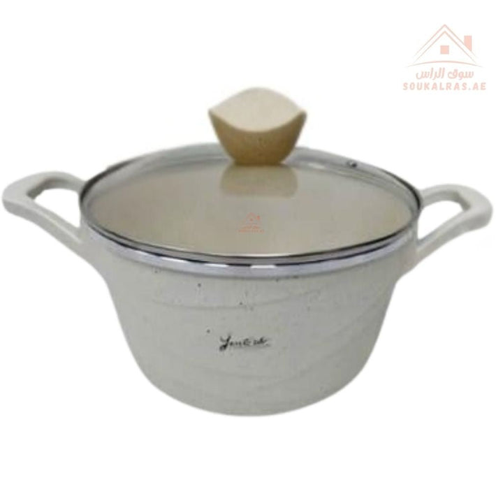 YumElife 10 - Piece Granite Cookware Set | Die - Cast Non - Stick Pots |Heat - Resistant Glass Lids | Suitable for All Stovetops - Souk Al Ras