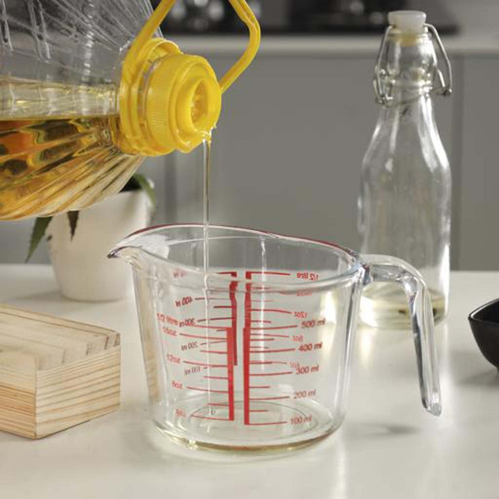 1 Litre Heat Resistant Measuring Glass Cup - Durable jug for liquids, oils, and baking. Easy to read markings. - Souk Al RasMeasuring Cups & Spoons