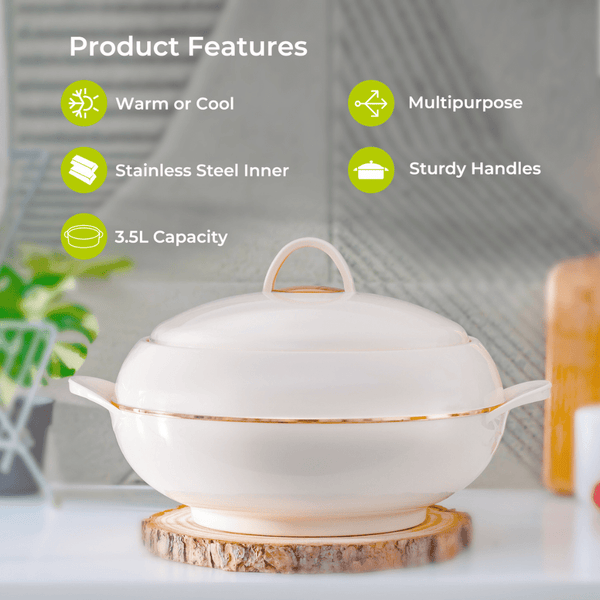 1.2 L Omega Gold Insulated Hot Pot Casserole Food Warmer - Twist Lock & Strong Handles - Souk Al RasHot Pot & Casserole