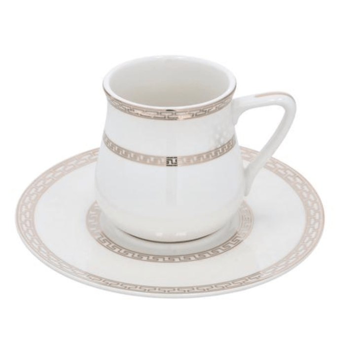 12 PCS Bone China Cup and Saucer Set - 180 ML - Souk Al RasDrinkware