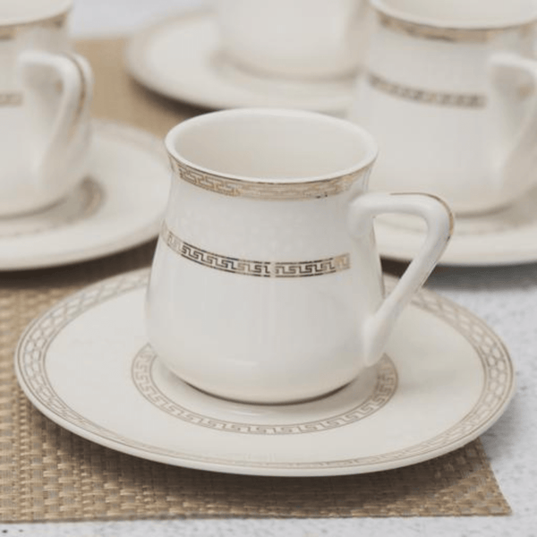 12 PCS Bone China Cup and Saucer Set - 180 ML - Souk Al RasDrinkware