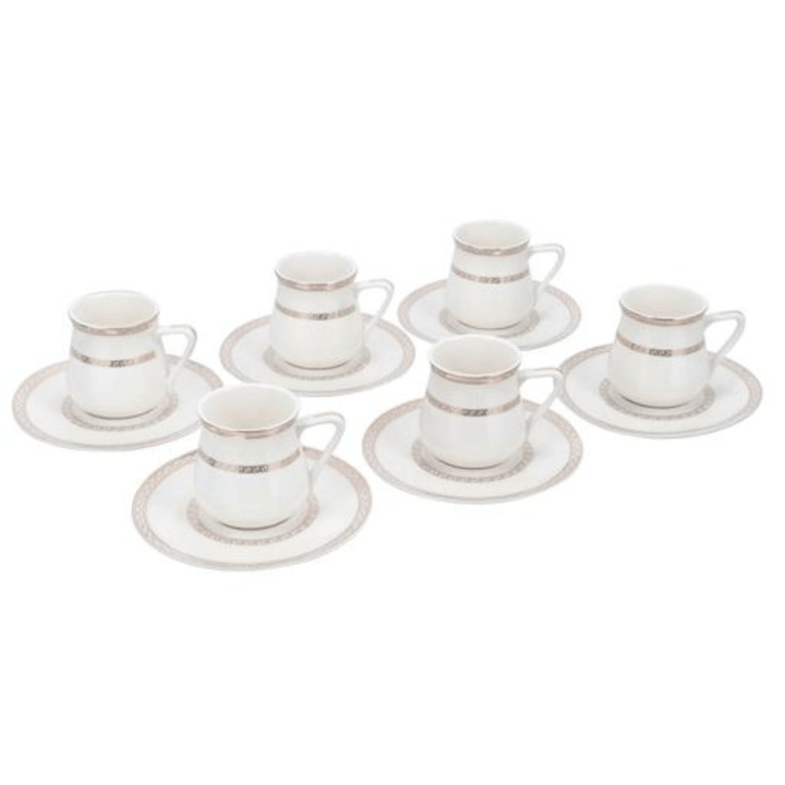 12 PCS Bone China Cup and Saucer Set - 180 ML - Souk Al RasDrinkware