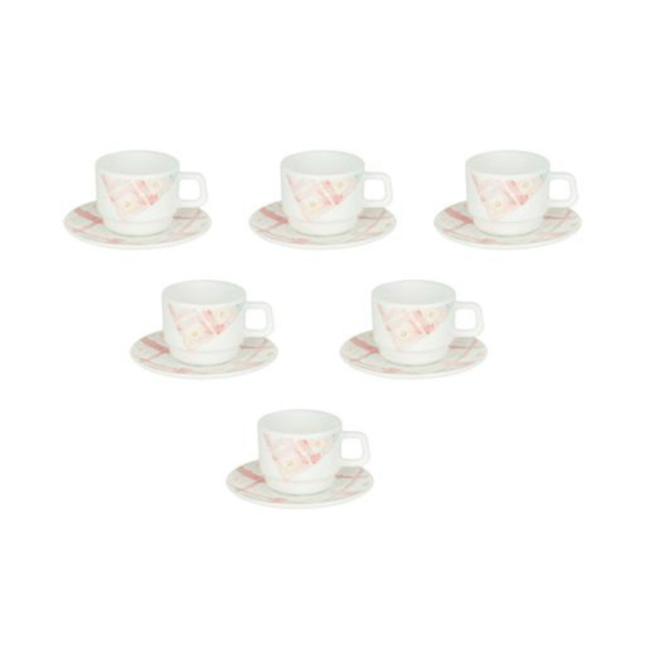 12 PCS Opal ware Cup and Saucer Set - Souk Al RasDrinkware