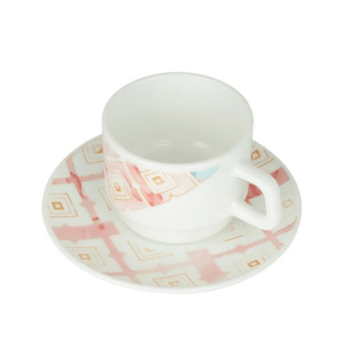 12 PCS Opal ware Cup and Saucer Set - Souk Al RasDrinkware