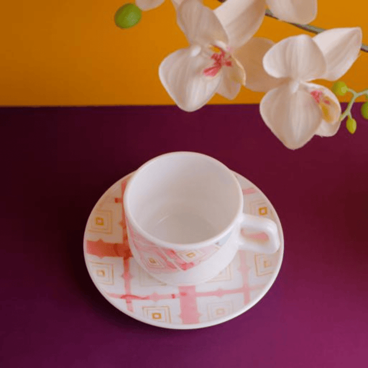 12 PCS Opal ware Cup and Saucer Set - Souk Al RasDrinkware