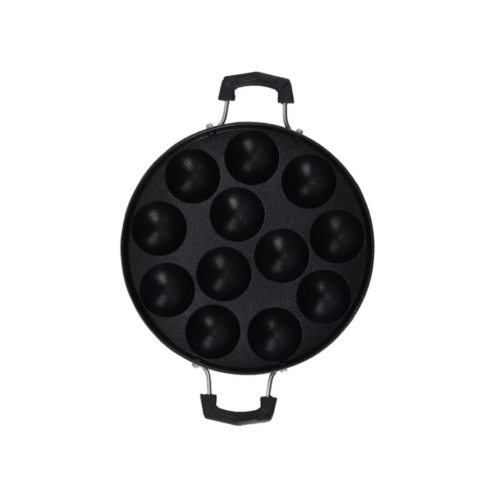 12 Pits Aluminium Appam Patram - Nonstick Cast Aluminum Alloy Baking Tray With 12 Pieces - Souk Al RasSkillets & Frying Pans