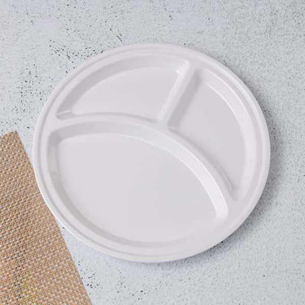 12.5" Melamine Mess Tray - 3 Compartment, Portable, Food - Grade - Souk Al RasPlates & Bowls