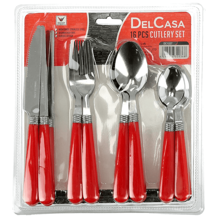 16Piece Cutlery Set with Knives, Forks, Spoons, and Teaspoons - Souk Al RasKitchen Tools & Utensils