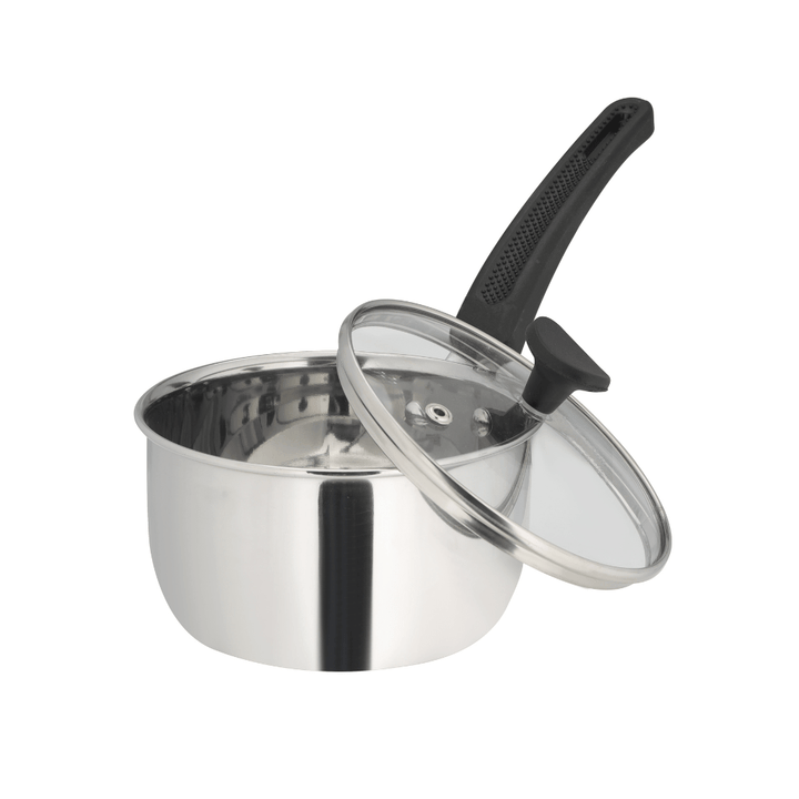 18cm Sauce Pan with Glass Lid, Cookware - PTFE & PFOA Free|Stainless Steel. - Souk Al RasCookware