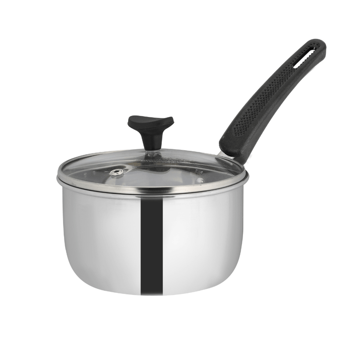 18cm Sauce Pan with Glass Lid, Cookware - PTFE & PFOA Free|Stainless Steel. - Souk Al RasCookware