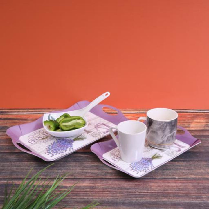 2 - Piece Melamine Tray Set (30.48cm+38.1cm) - Durable and Lightweight for Serving Tea and Coffee - Souk Al RasServeware