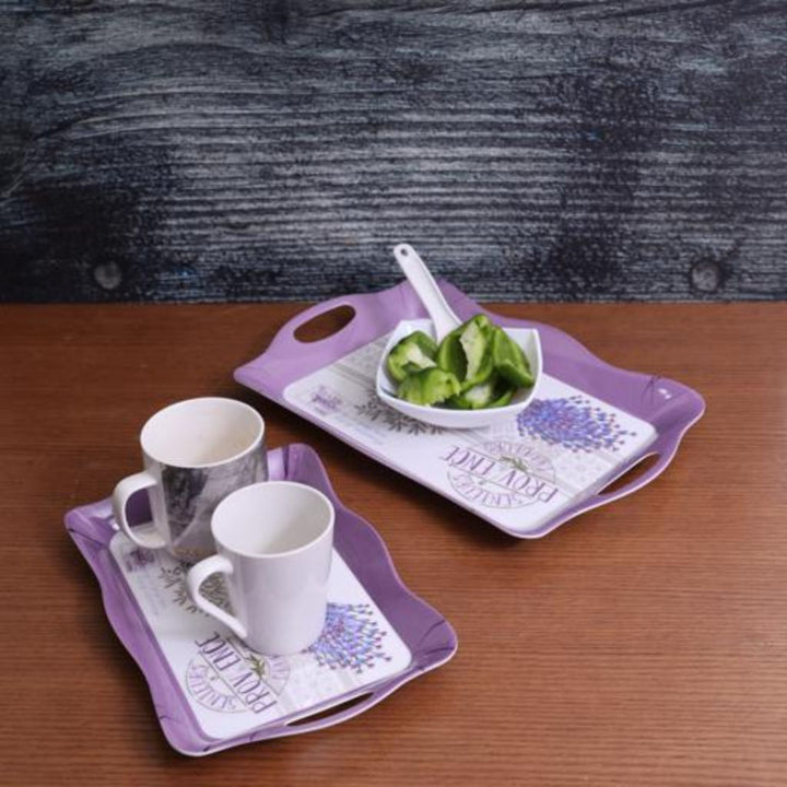 2 - Piece Melamine Tray Set (30.48cm+38.1cm) - Durable and Lightweight for Serving Tea and Coffee - Souk Al RasServeware