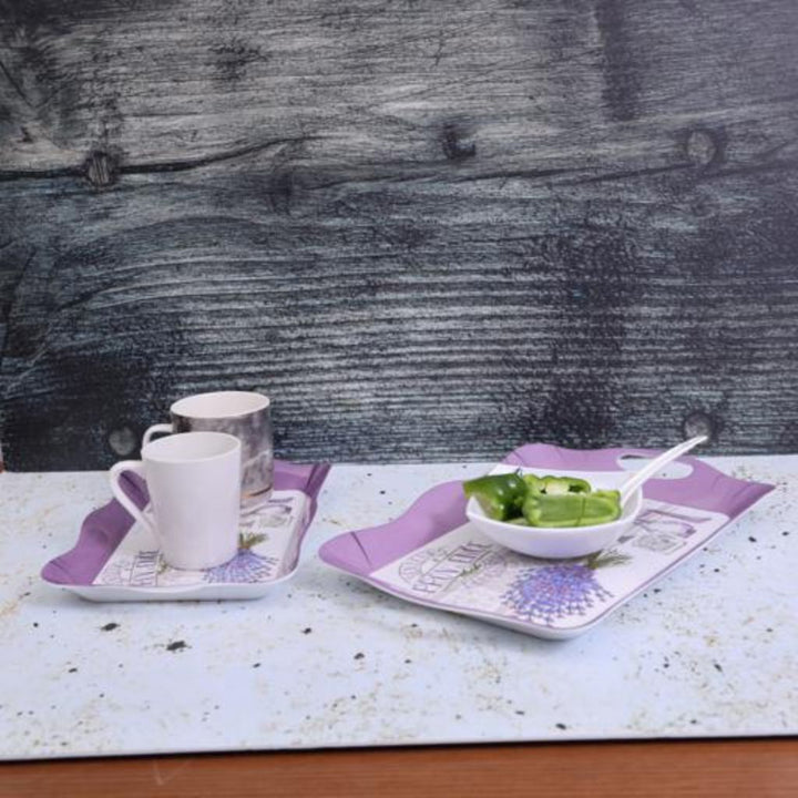 2 - Piece Melamine Tray Set (30.48cm+38.1cm) - Durable and Lightweight for Serving Tea and Coffee - Souk Al RasServeware