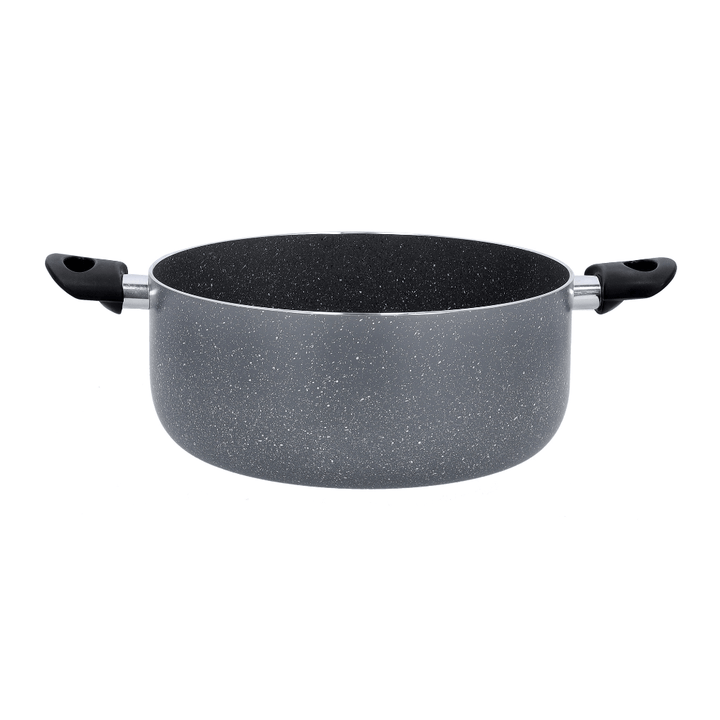 20CM Granite Coated Aluminum Non - Stick Casserole Glass Lid - Souk Al RasCookware