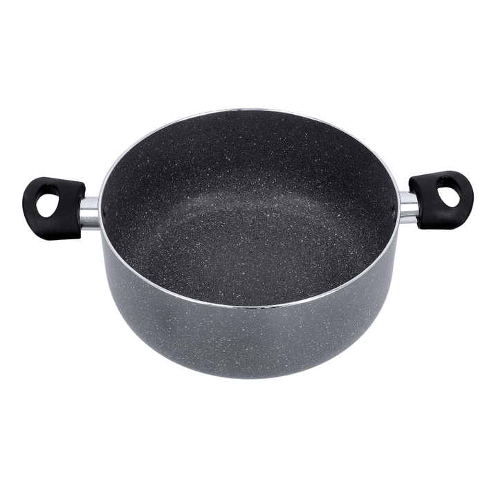 20CM Granite Coated Aluminum Non - Stick Casserole Glass Lid - Souk Al RasCookware