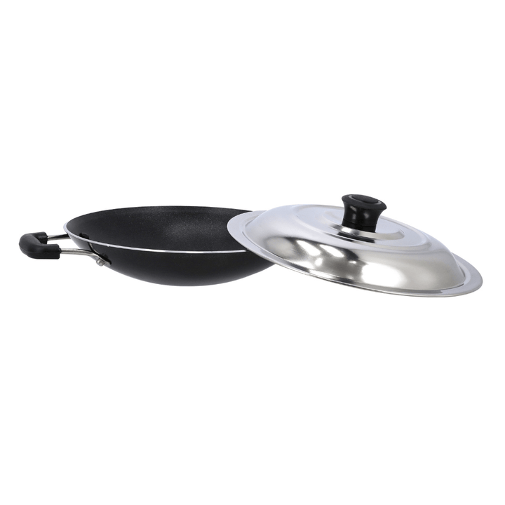 20CM Non - Stick Appa Chatti with Stainless Steel Lid Durable 3 Layer Construction - Souk Al RasCookware