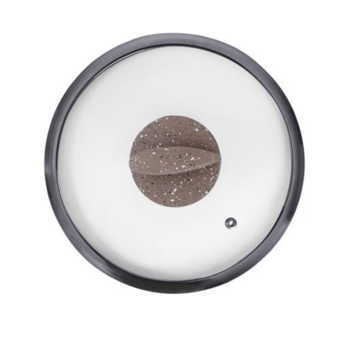 22CM Smart Granite Casserole with Glass Lid | Durable Non - Stick Cookware | Beige - Souk Al RasPots & Pans