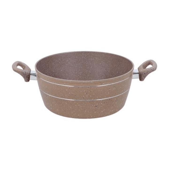 22CM Smart Granite Casserole with Glass Lid | Durable Non - Stick Cookware | Beige - Souk Al RasPots & Pans