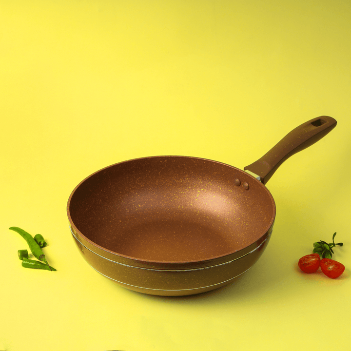 24CM Aluminium Fry Pan Durable Granite Coating Soft Touch Bakelite Handle - Souk Al RasCookware