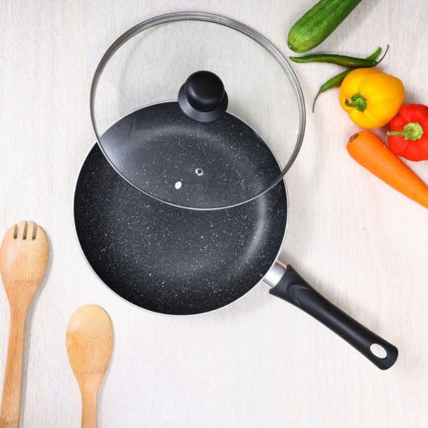 26CM Aluminium Deep Frying Pan with Lid with Ceramic Non - stick Coating - Souk Al RasCookware