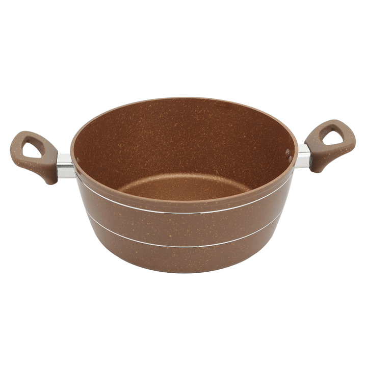 28CM Aluminium Casserole with Glass Lid Granite Coating Bakelite Handle - Souk Al RasHot Pot & Casserole