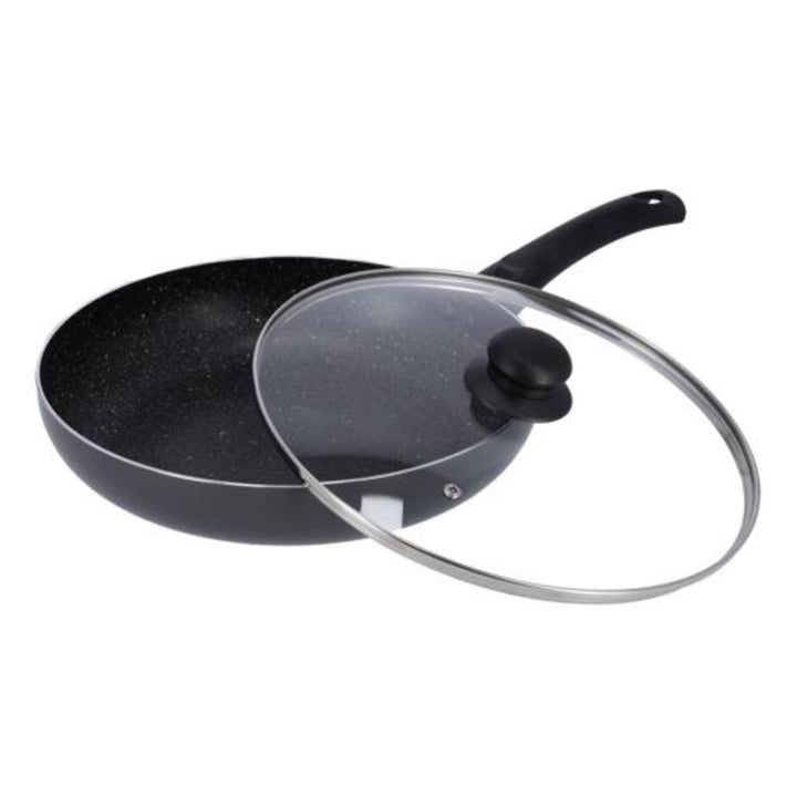 28CM Aluminium Deep Frying Pan with Lid with Granite Non - stick Coating - Souk Al RasCookware