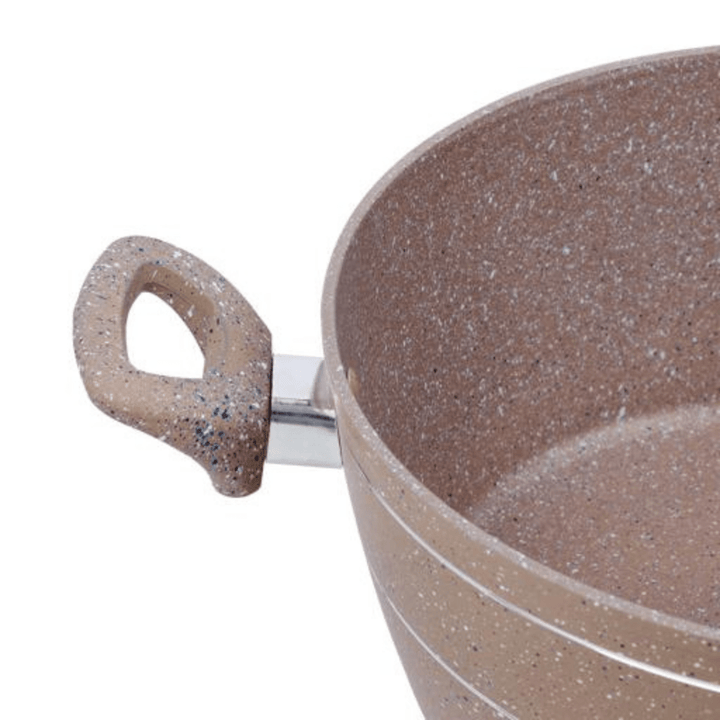 28CM Beige Smart Granite Casserole with Glass Lid - Souk Al RasPots & Pans