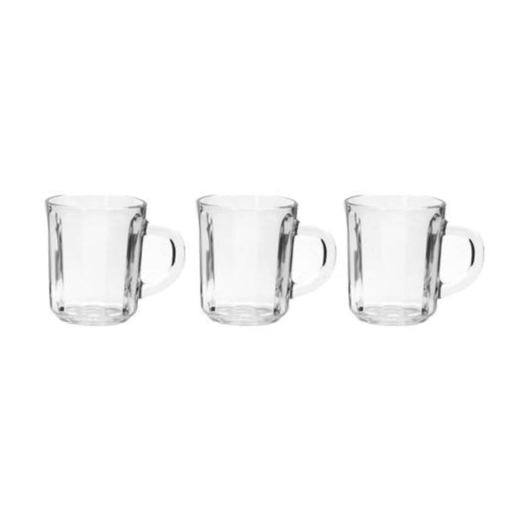 DELCASA 3-Piece Set of 8 oz/240 ml Glass Cups with Handles - Portable Drinking Glasses for Water and More