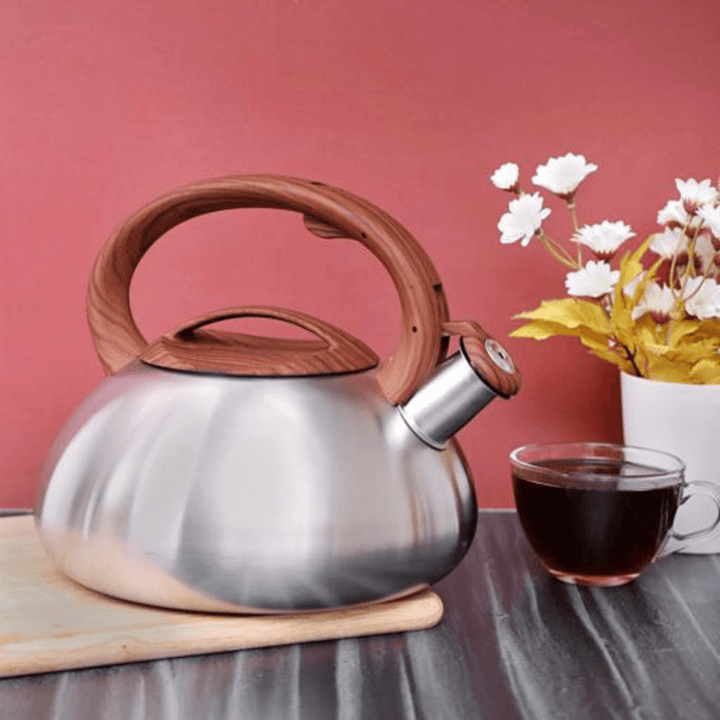 3 - Liter Whistling Tea Kettle - Portable with Wooden Finish Lid - Souk Al RasCookware