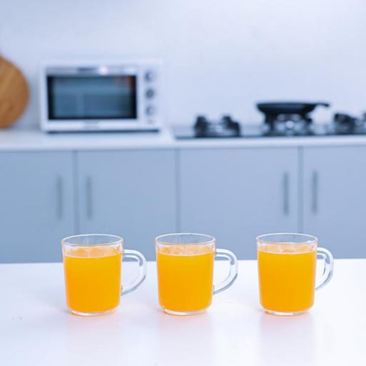 3 - Piece Set of 240 ml Glass Cups with Handles - Portable Drinking Glasses for Water and More - Souk Al RasDrinkware