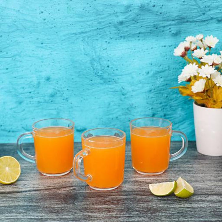 3 - Piece Set of 240 ml Glass Cups with Handles - Portable Drinking Glasses for Water and More - Souk Al RasDrinkware