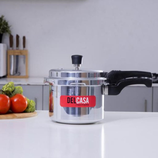 3L Aluminium Pressure Cooker with Anti - Implosion Lid - Safe for Gas & Induction Cooking with Safety Valves - Souk Al RasCookware