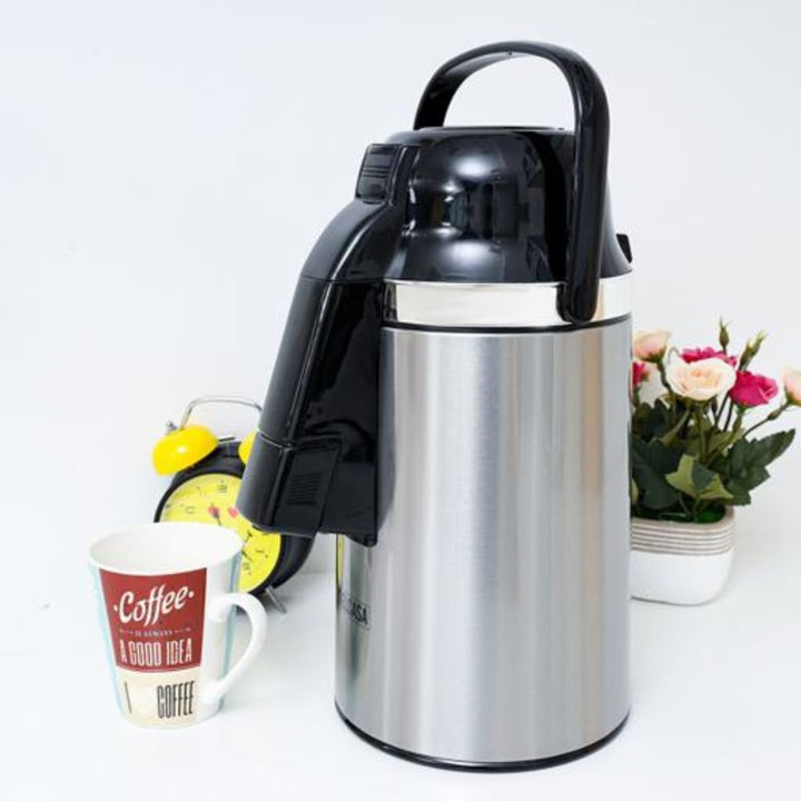 3L Insulated Airpot Vacuum Flask, featuring a double wall design - Souk Al RasDrinkware