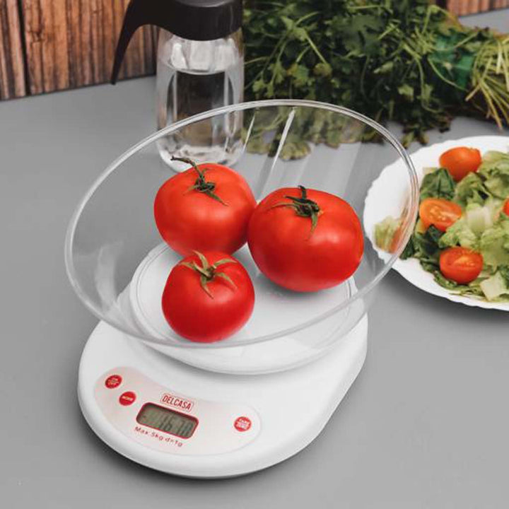 5Kg Digital Kitchen Scale with Transparent Bowl, Overload/Low Battery Indication, Auto Turn Off - Souk Al RasKitchen